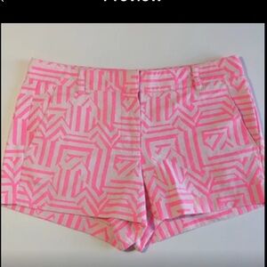 J. Crew Women's Chino Short Hot Pink Print,  Flat Front, Size 4